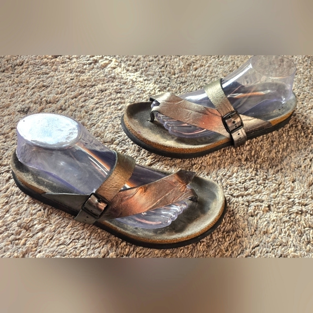 Mephisto Helen Thong Sandals Cork Footbed Metallic Size 42 (Womens US 12)